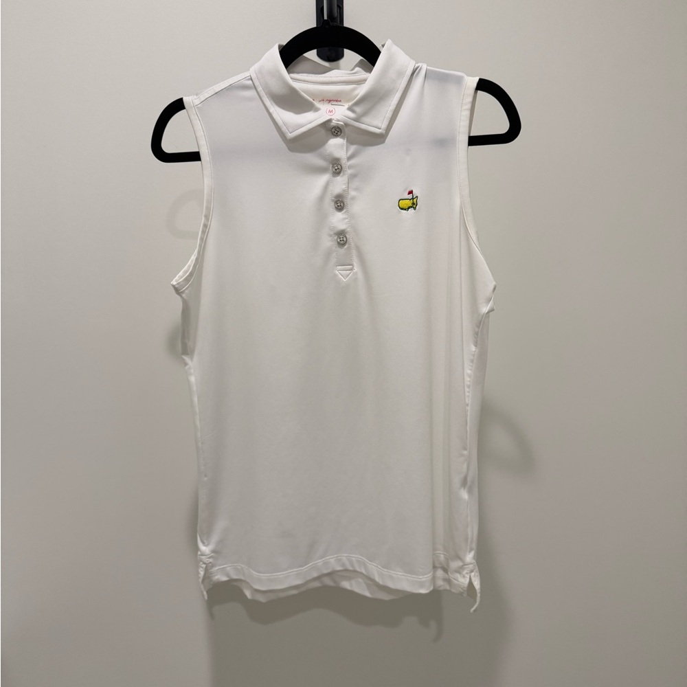 Masters White Sleeveless Fitted Polo Shirt